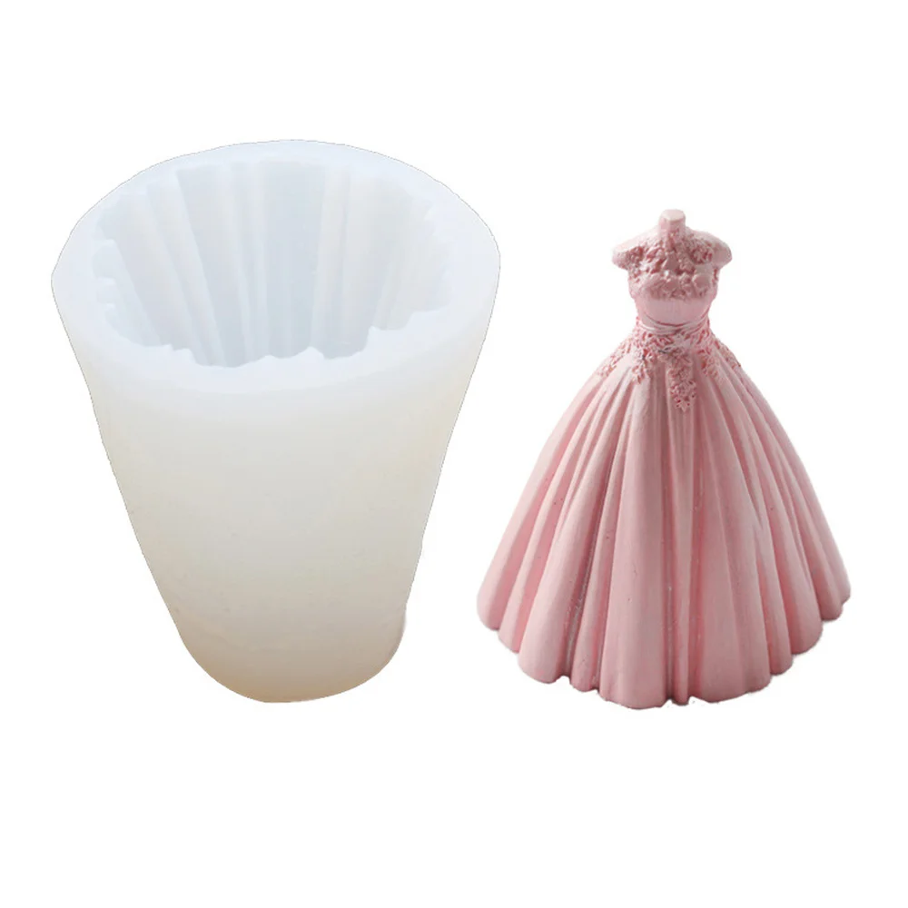 

3d Princess Dress Skirt Silicone Chocolate Fondant Mould Valentine's Day Wedding Dress Resin Mold Handmade Cake Baking Tools