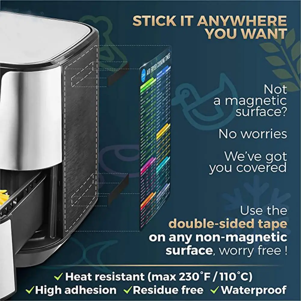 

Exquisite Magnet Heat-resistant Wide Application Cooking Times Chart for Gifts