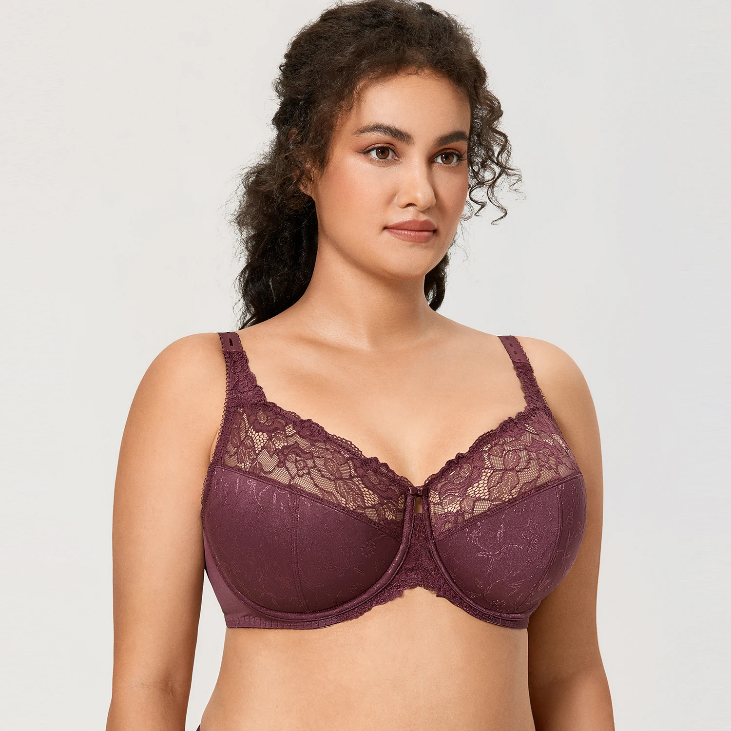 Women's Beauty Floral Lace Bra Plus Size Non Padded Full Figure Bralette Underwire Minimizer Underwear