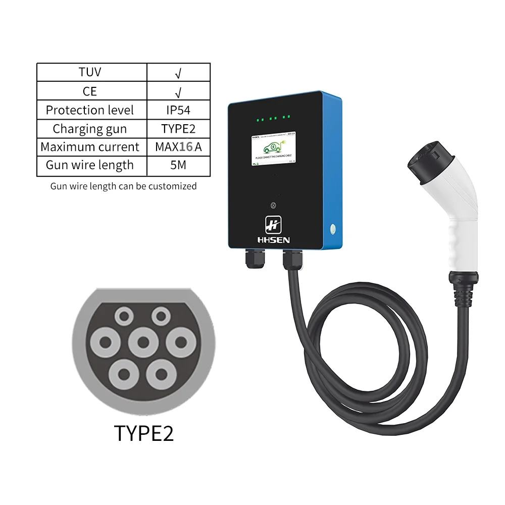 EV зарядное устройство типа 2 Wallbox станция 16 а для электромобиля 240 кВт