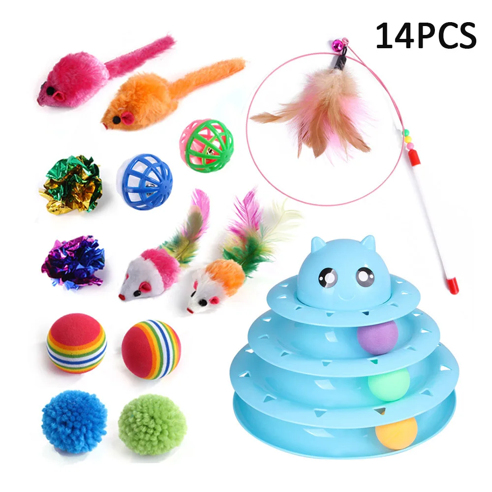 

14PCS/Set Pets Cat Toys Kit Mouse Shape Balls Interactive Kitten Fun Mental Physical Exercise Puzzle Kitten Toys