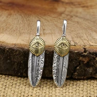 s925 sterling silver jewelry retro thai silver men and women models fashion handmade popular feather pendant