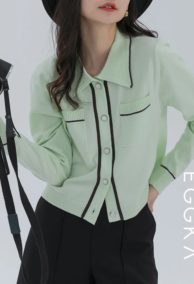 

Свитер Вязаный Кардиган Женская одежда зеленый нежный ленивый стильный Топ с длинным рукавом на весну 2021 и