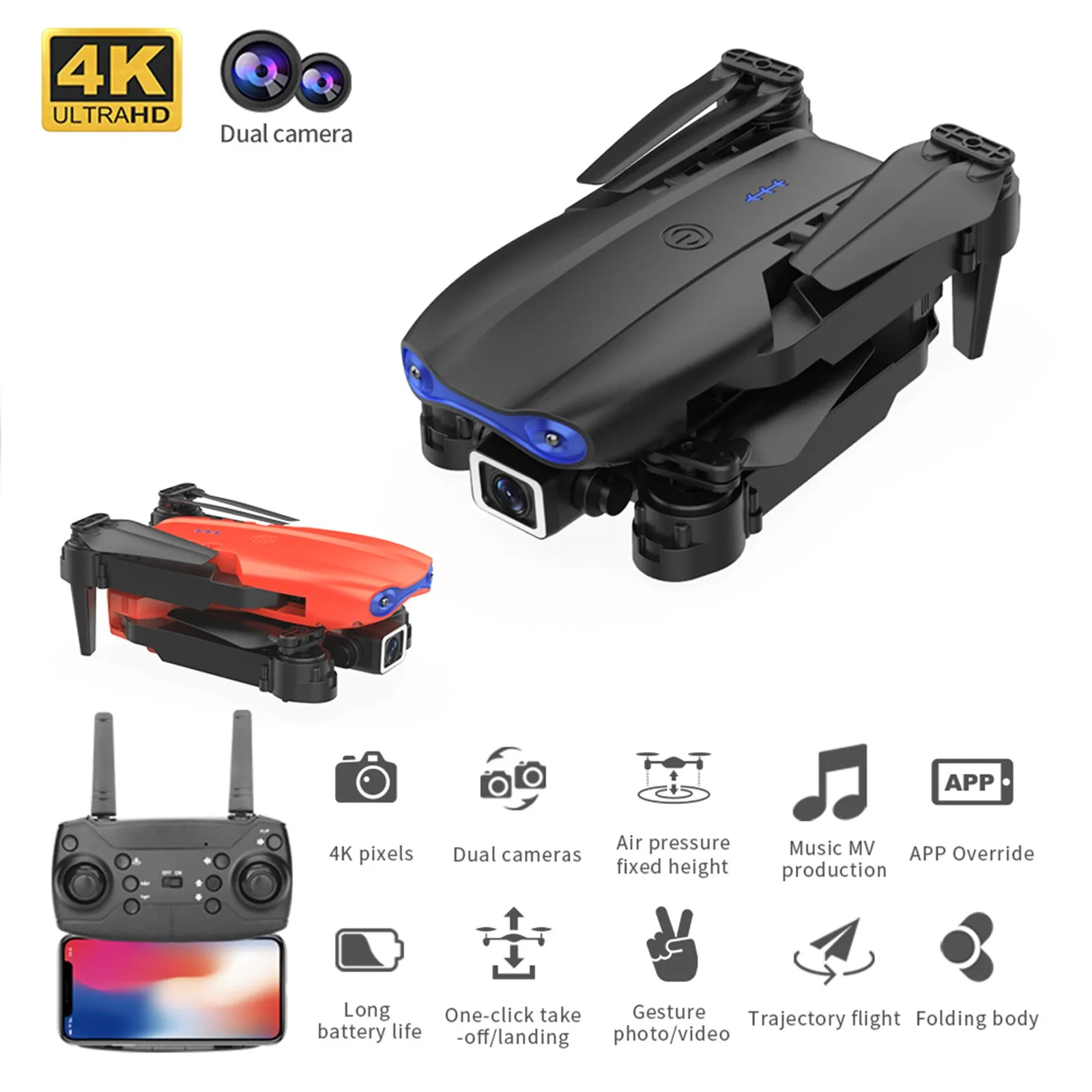 

Квадрокоптер V4 4K/2021 P с широкоугольной камерой и Wi-Fi