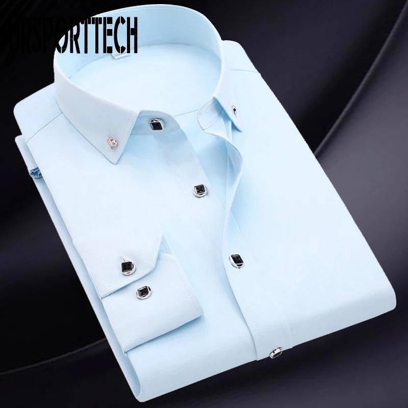 URSPORTTECH Men's Shirt Male Formal Button-Down Collar Business Dress Shirts New Fashion Style Spring Autumn Men's Casual Shirts