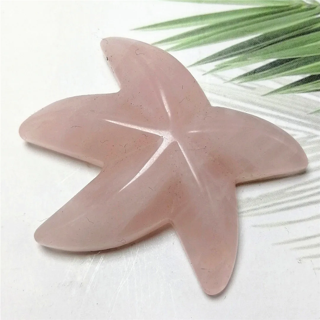 

1 pc Healing crystal stones carved rose quartz pendant necklace starfish figurine for gifts or home decoration