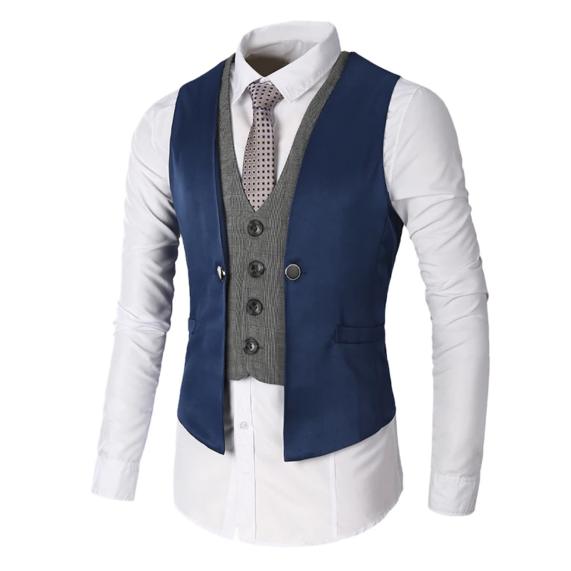 Hemiks мужская с v образным вырезом без рукавов Slim Fit Куртка деловой костюм рубашки
