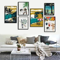 nordic style sea beach scenery coconut tree aruba costa rica hawaii decorative painting sofa living room bedroom mural poster