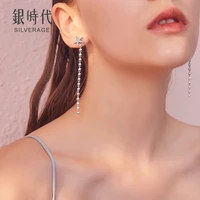 sa silverage earrings drop women jewelry s925 zircon starfish earrings female sterling silver earrings temperament long 2019 new