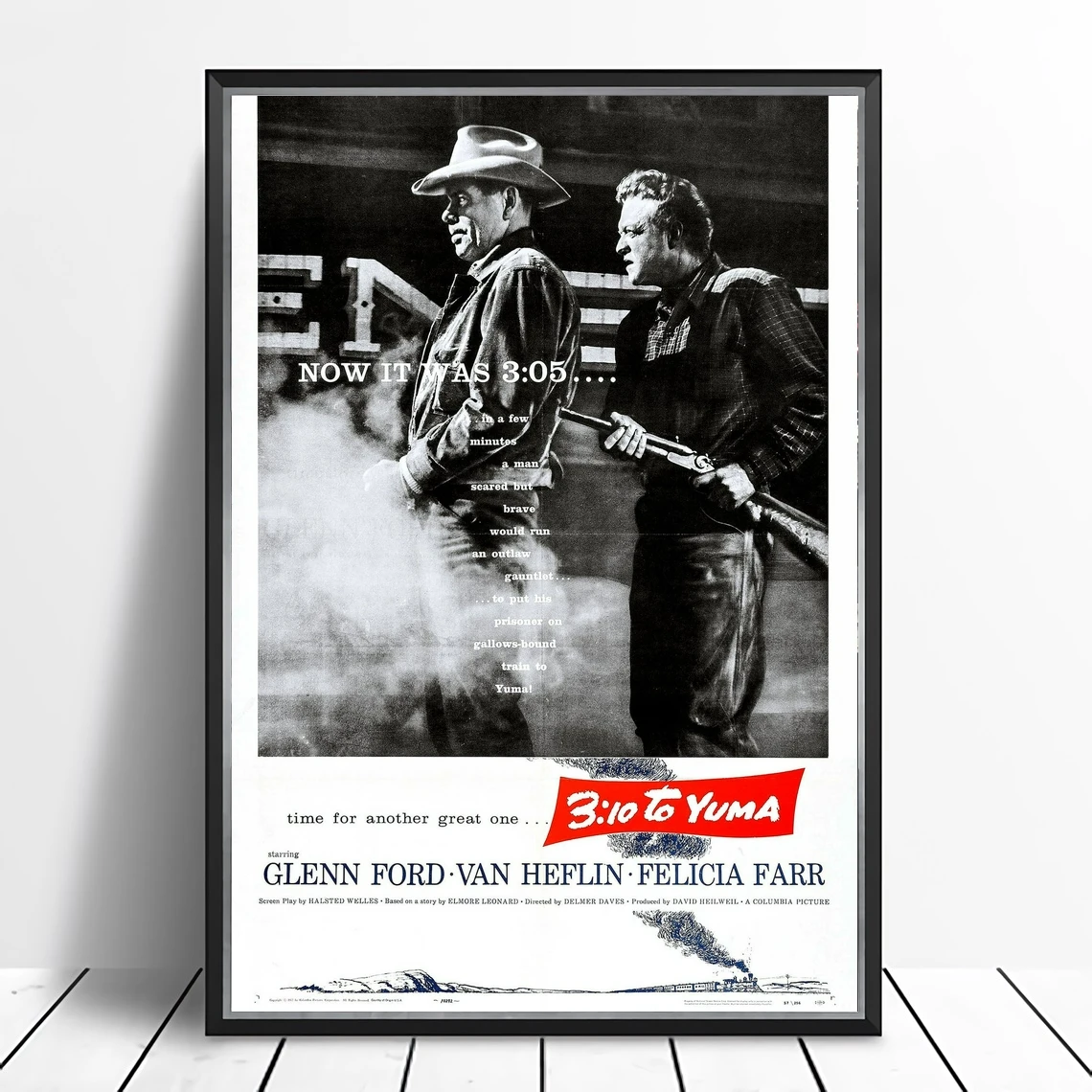3: 10 To Yuma (1957) плакат американский Западный фильм Декор искусство Гленн Ford Van Heflin
