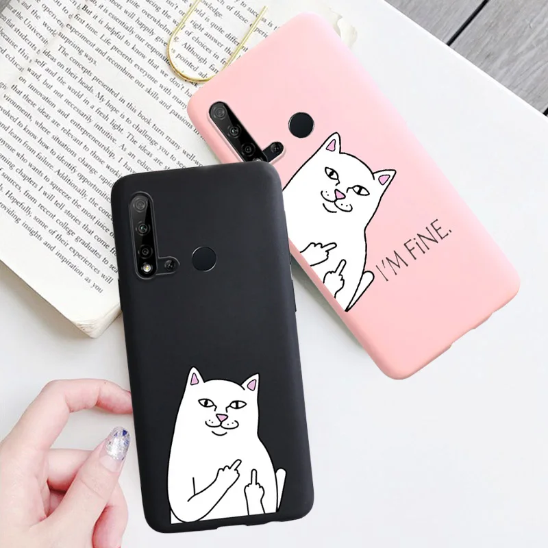 Carton Funny Cat Phone Case For Huawei Y3 Y5 2017 Y6 Y9 2019 Y7 Pro Prime 2018 Nova 5i 5 4E 4 3 3E 3i 2 Plus Soft Cover |
