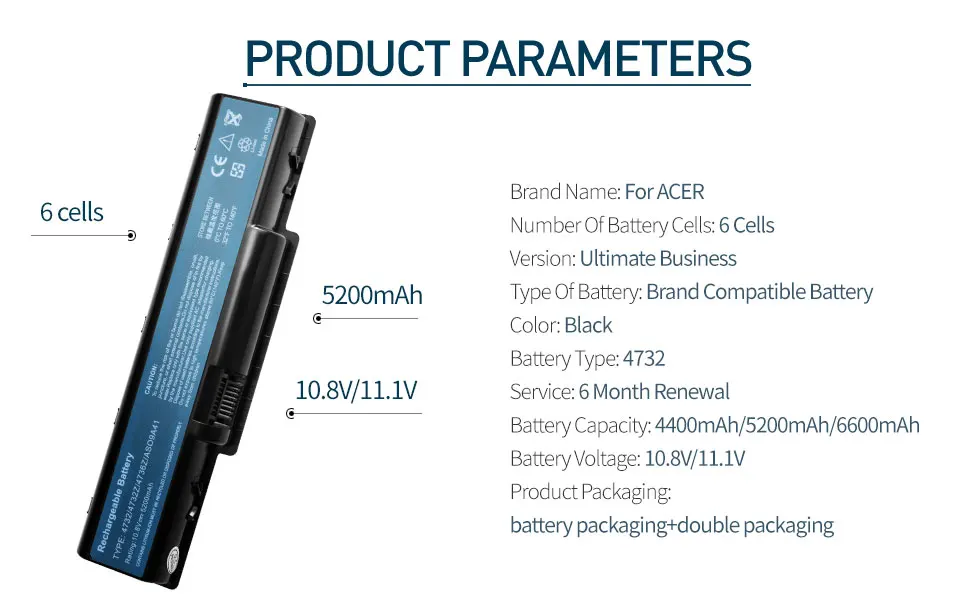 6600 mAh лаптоп с Батарея для ACER AS09A31 AS09A41 AS09A51 AS09A61 AS09A71 AS09A73 AS09A75 AS09A90 AS09A56 5732 4732 5516 5517