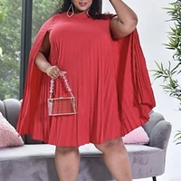 women red dress loose cloak sleeve pleat party event sexy occasion birthday african large plus size ladies female vestidos robes