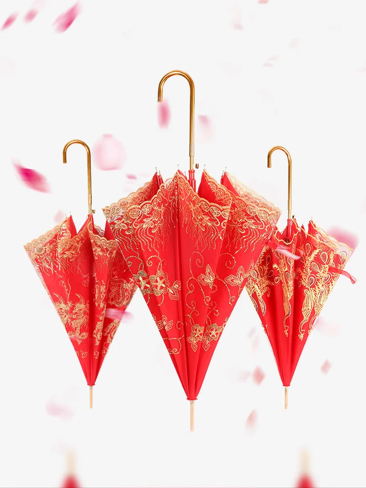 Economici Ombrellone Ombrello Da Sposa Rosso Doppio Strato Donna Ombrello Di Alta Qualità Protezione Uv Antivento Da Viaggio Parapluie Rain Gear OO50CB