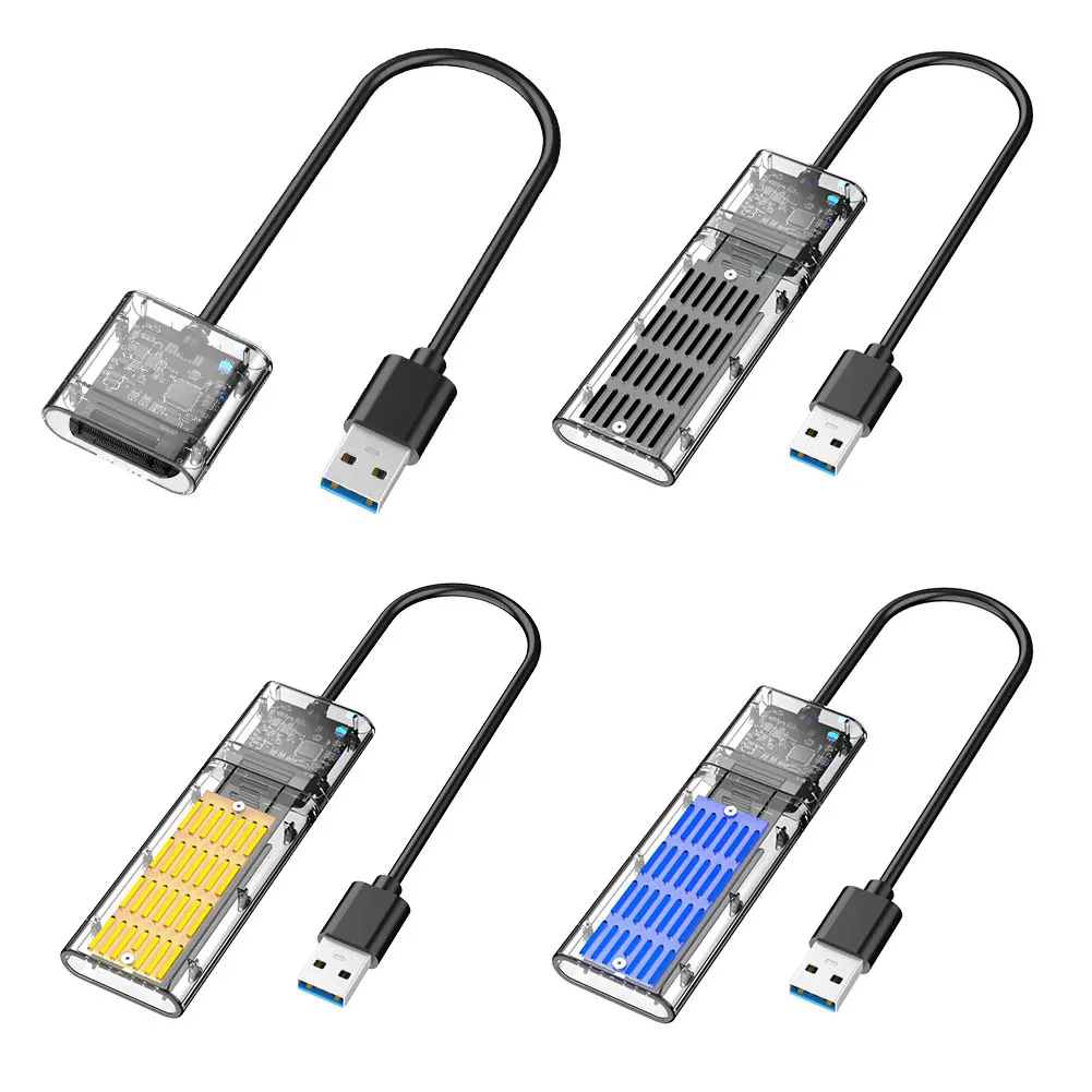 M2 SSD чехол NVME корпус M.2 на USB Тип C прозрачный для жесткого диска PCIE NGFF SATA M/B Ключ