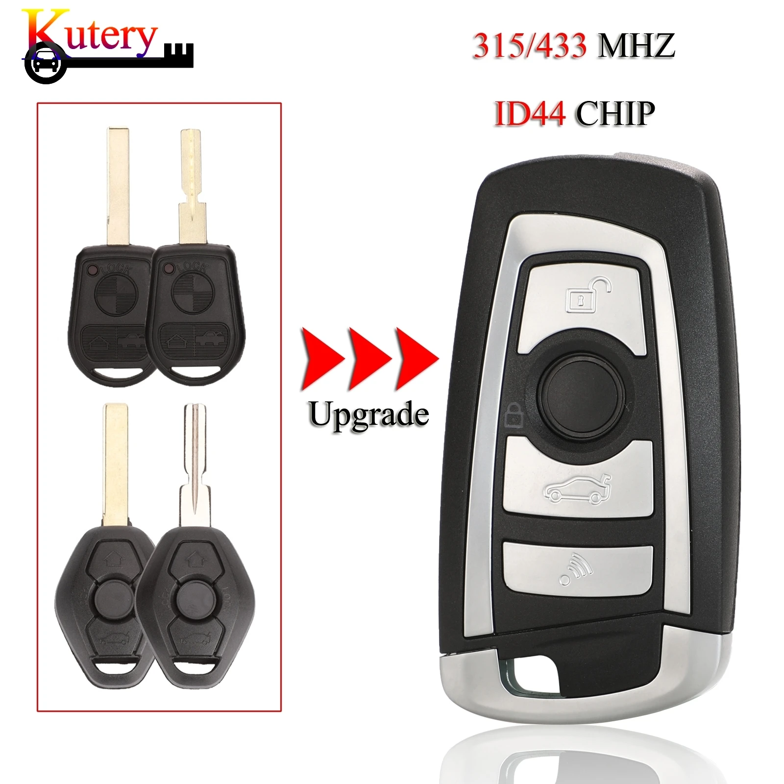 

Kutery5PCS/Lot Upgrade Remote Key For BMW E38 E39 E46 M5 X3 X5 Z3 Z4 4Buttons EWS 315Mhz/433Mhz ID44 PCF7935AA Chip HU58 HU92