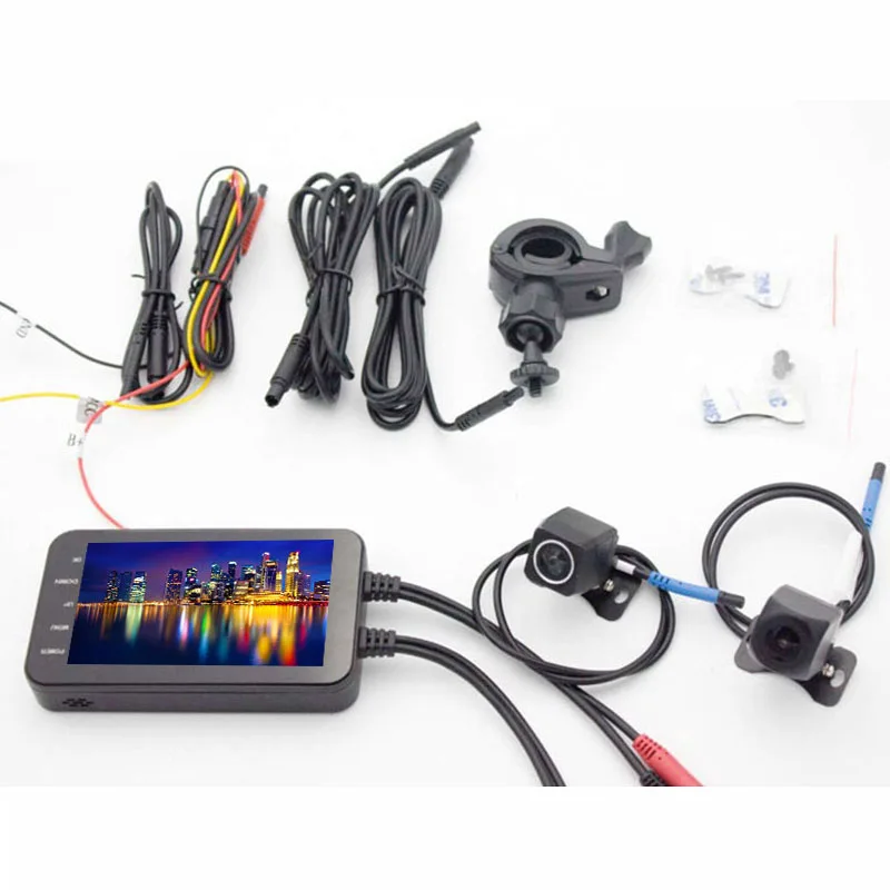 Wifi Motorcycle DVR Camera HD 1080P 4 Inch Dash Cam Moto Waterproof Dual Lens 170 Degree Angle Front Rear View Video Recorder