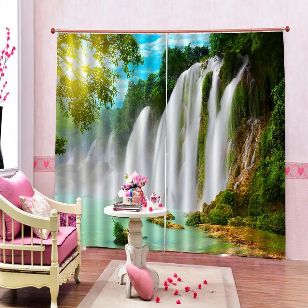 Занавески с большим водопадом ветрозащитные плотные затемняющие 3d шторы для