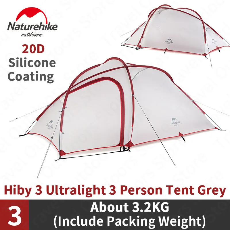 Палатка Naturehike Hiby3 туристическая Всесезонная Ультралегкая на 2-3 человек 20D