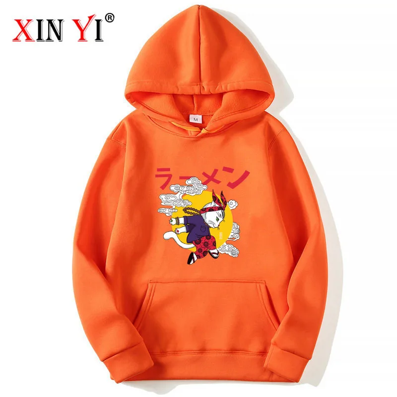 

XIN YI Fashion Brand Men's Hoodies Personalized cat printing Casual Harajuku Blended Anime Male Hoodies Sweatshirts Tops Hoodie