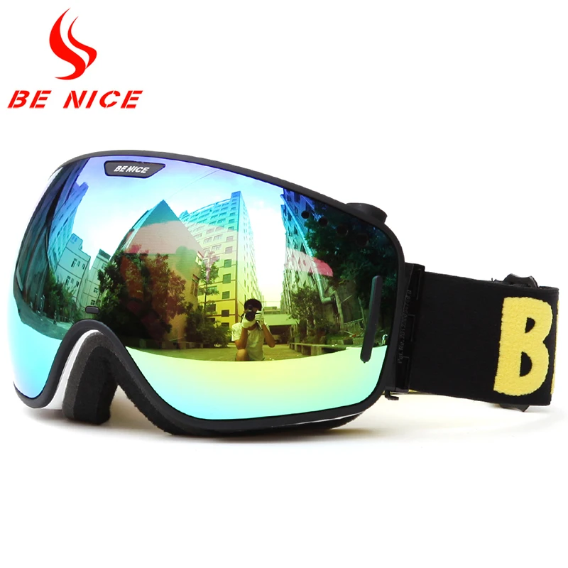 

BE NICE ski goggles double layer UV anti-fog big ski mask goggles ski men and women snowboard goggles replace lenses and strap