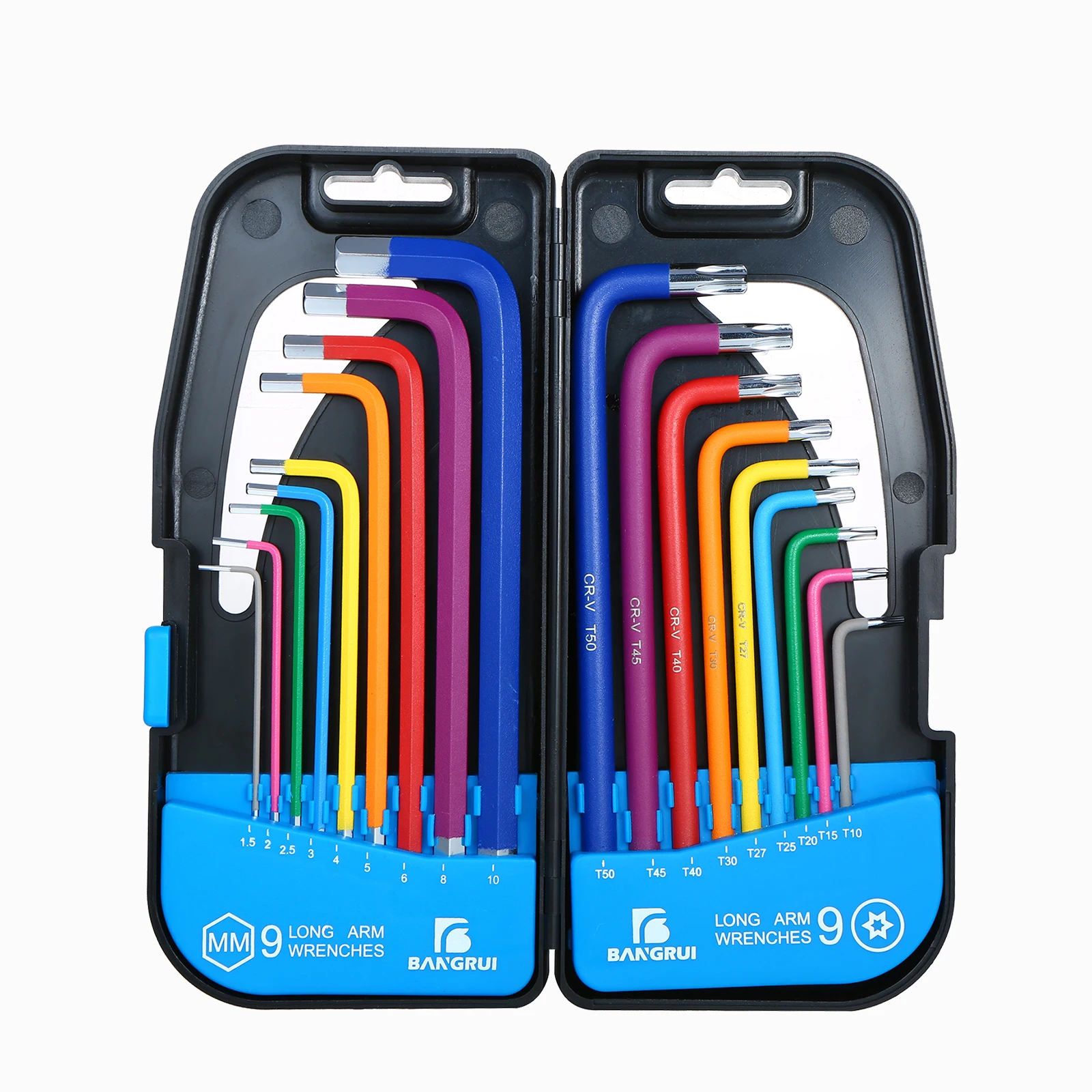 

18PCS Multicolour L-Key Set Metric Star Long Arm Ball End Hex Key Set Chrome Vanadium Steel Industrial Grade Allen Wrench Set