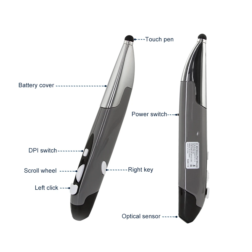 chyi 2 4g wireless pen shaped mouse usb ergonomic touch pen mouse 1600dpi optical computer gaming mice for home office pc laptop free global shipping