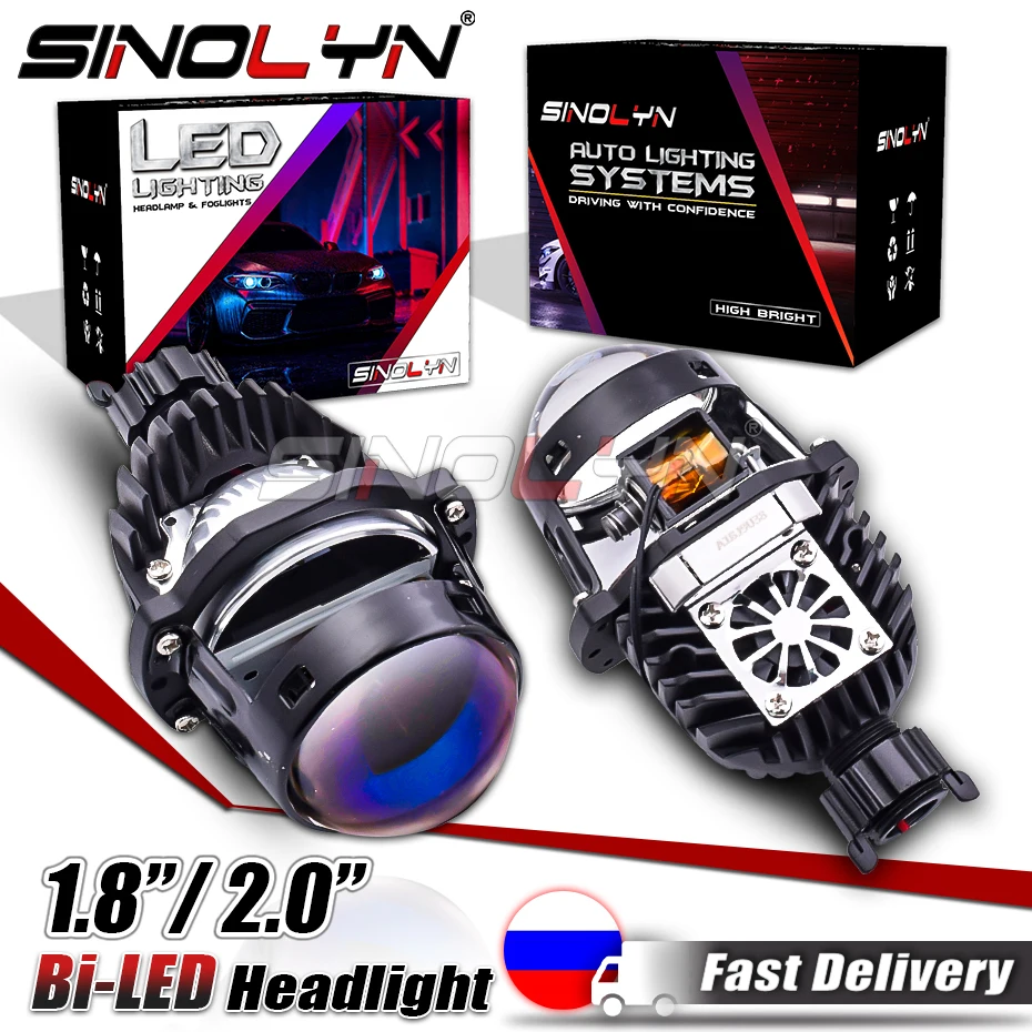 sinolyn bi led headlight projector lens for h1h4h7900590069007 for car motorcycle mini 1 8 2 0 inch led car lenses retrofit free global shipping