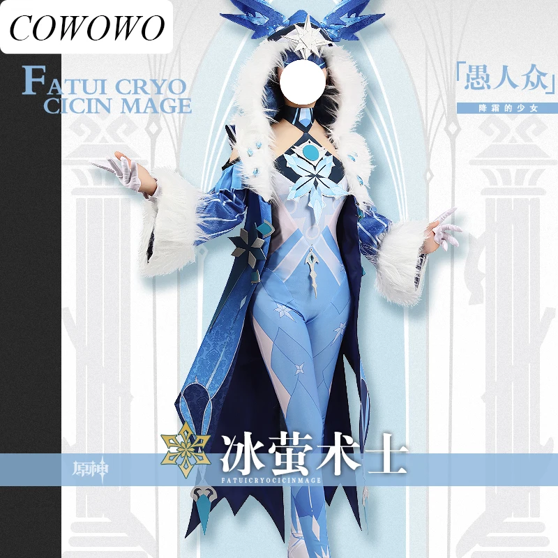 

COWOWO Anime! Genshin Impact Fatui Cryo Cicin Mage Game Suit Gorgeous Jumpsuits Uniform Cosplay Costume Party Outfit Women S-3XL