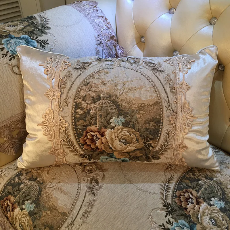 Жаккардовые королевские Роскошные наволочки с цветочным рисунком для дивана