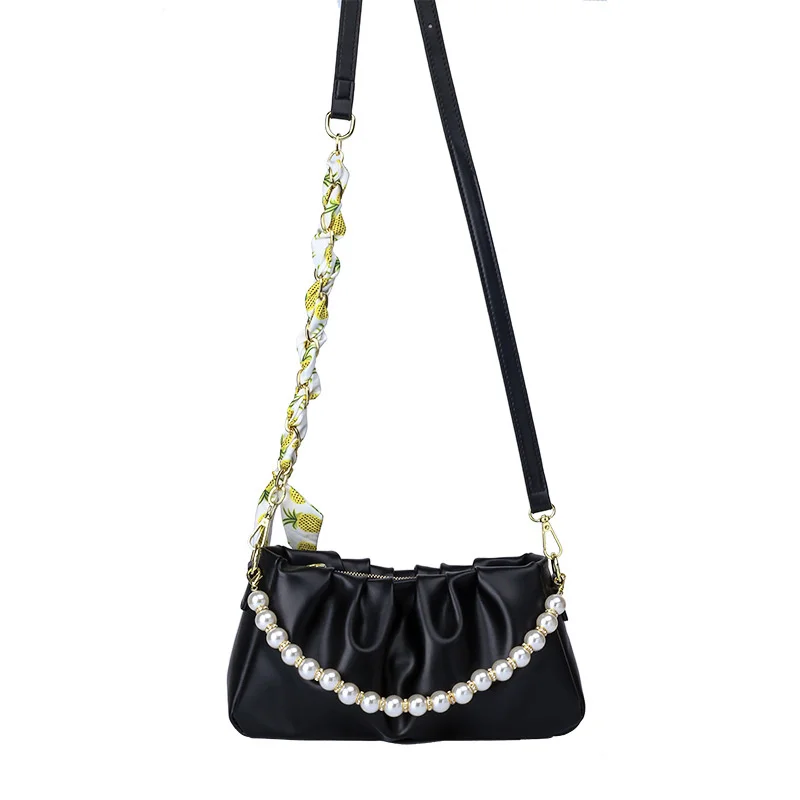 

Women's Bag Handbag Simple Pleated Pearl Small Bag 2021 New Summer Leisure Fashion One Shoulder Messenger Bags Women Handbags