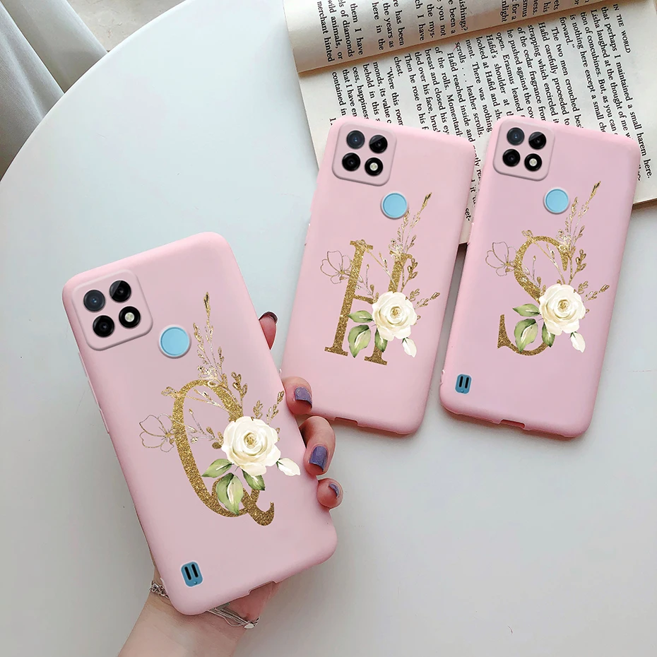 for realme c21y case cute letters pattern soft tpu phone cover for oppo realme c21y c21 y rmx3261 realmec21y c 21y coque bumper free global shipping