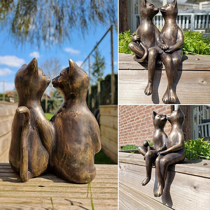 

Симпатичные парные кошки свидание и поцелуй статуя в европейском стиле современные минималистичные Ремесла домашние полимерные украшения...