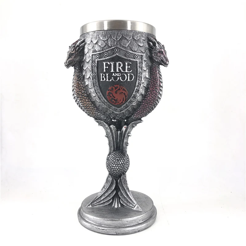 fire blood Игра престолов Винные бокалы Креативные 3D смолы из нержавеющей стали кофейные чашки и кружки забавное пиво кружка Tankard подарок посуда для напитков Mark - Цвет: fire blood