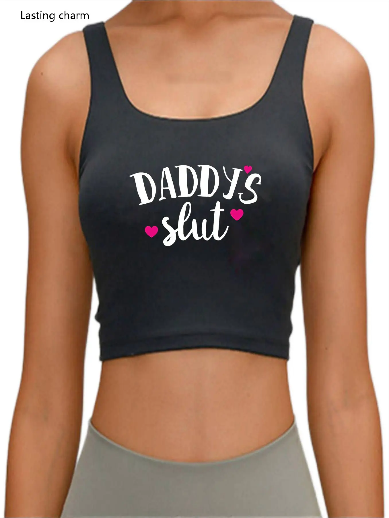 Спортивный топ с надписью DAD's Cum Slut |