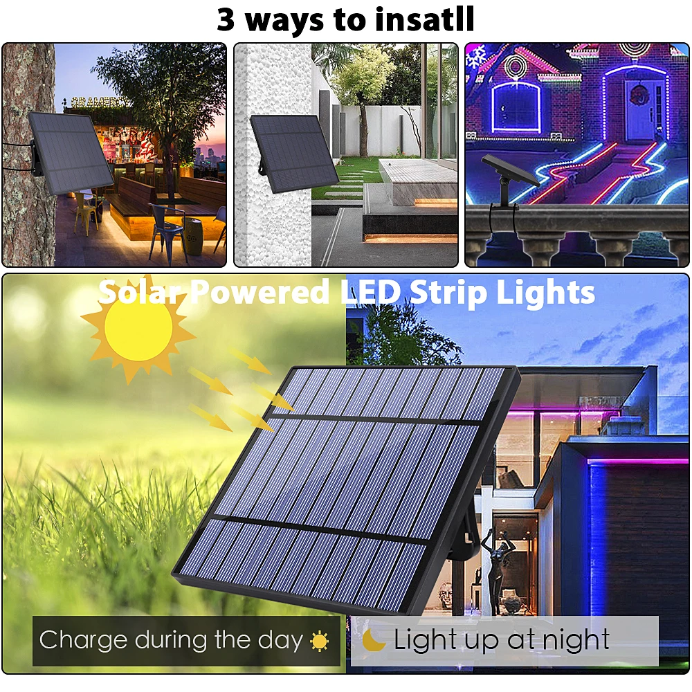 На солнечной энергии светодиодные полосы света 4 5 м гибкий 8 режимов освещения