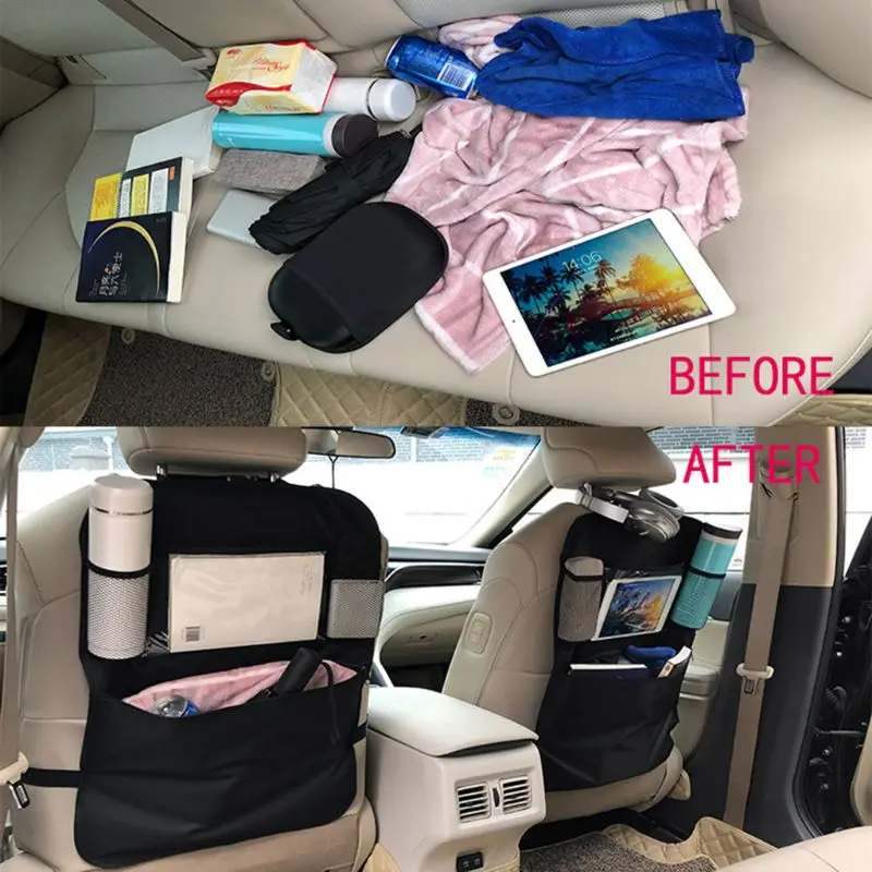 Funda protectora de asiento trasero de coche para ni&ntilde;os, organizador de asiento trasero de coche, negro, antisuciedad, bolsa de almacenamiento-3