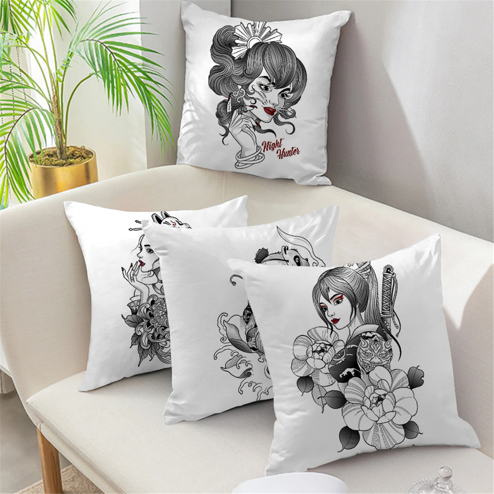 

Game Goddess Pattern Cushion Cover Study Room Office Sofa Chair Decoration Comfortable Nap Pillow Case 45x45cm