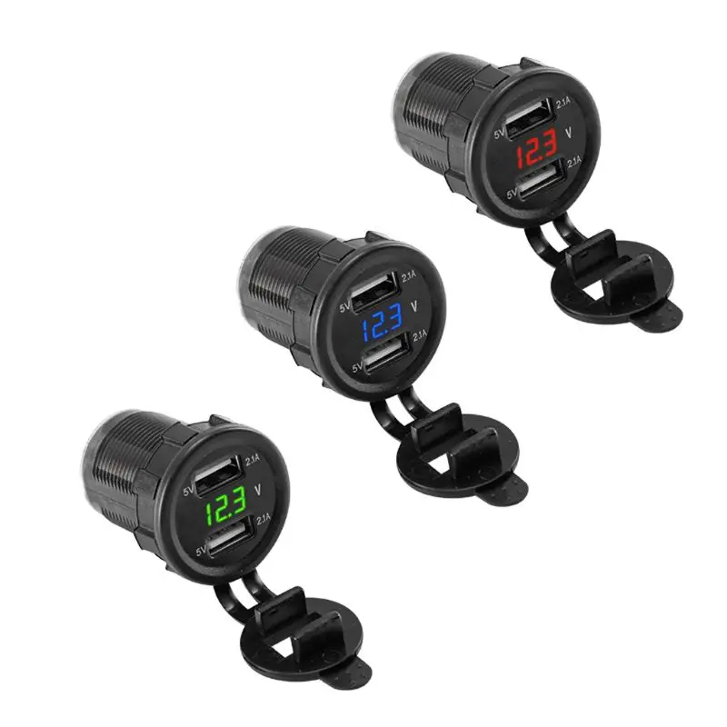 

12 В 24 в двойной USB 5 в 2,1 а автомобильное зарядное устройство адаптер питания светодиодный вольтметр для грузовика лодки