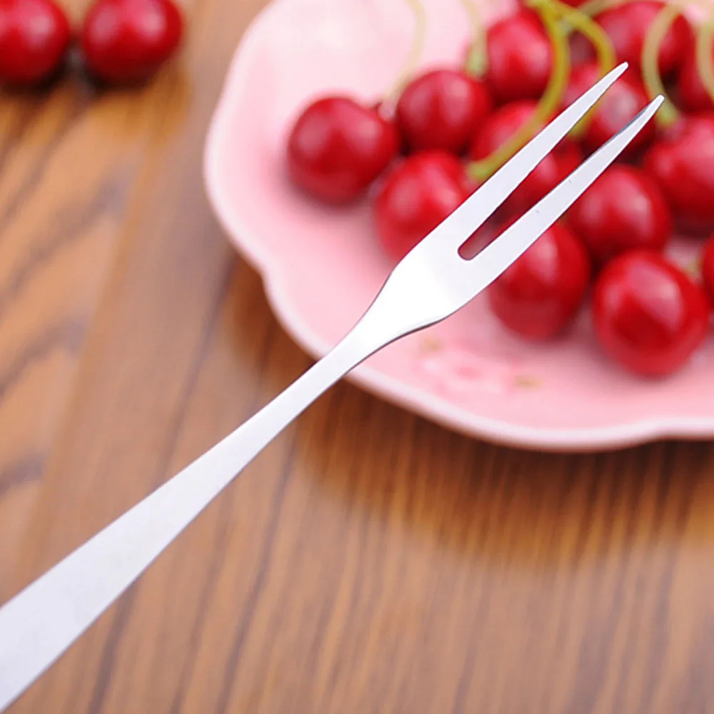 

NEW Stainless Steel Two-tine Fork set Fruit Fork Tableware Multiple Use Snack Cake Dessert Forks Cafeteria Home Flatware