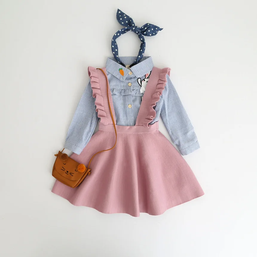 New Autumn 2020 Brand Baby Girls Dress Sweaters Kids Overalls Children Knitted Strap Toddler Beautiful 2-8Y | Детская одежда и