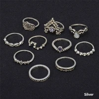 2021 women jewelry new geometric purple diamond gem hollow joint ring 10 pcsset