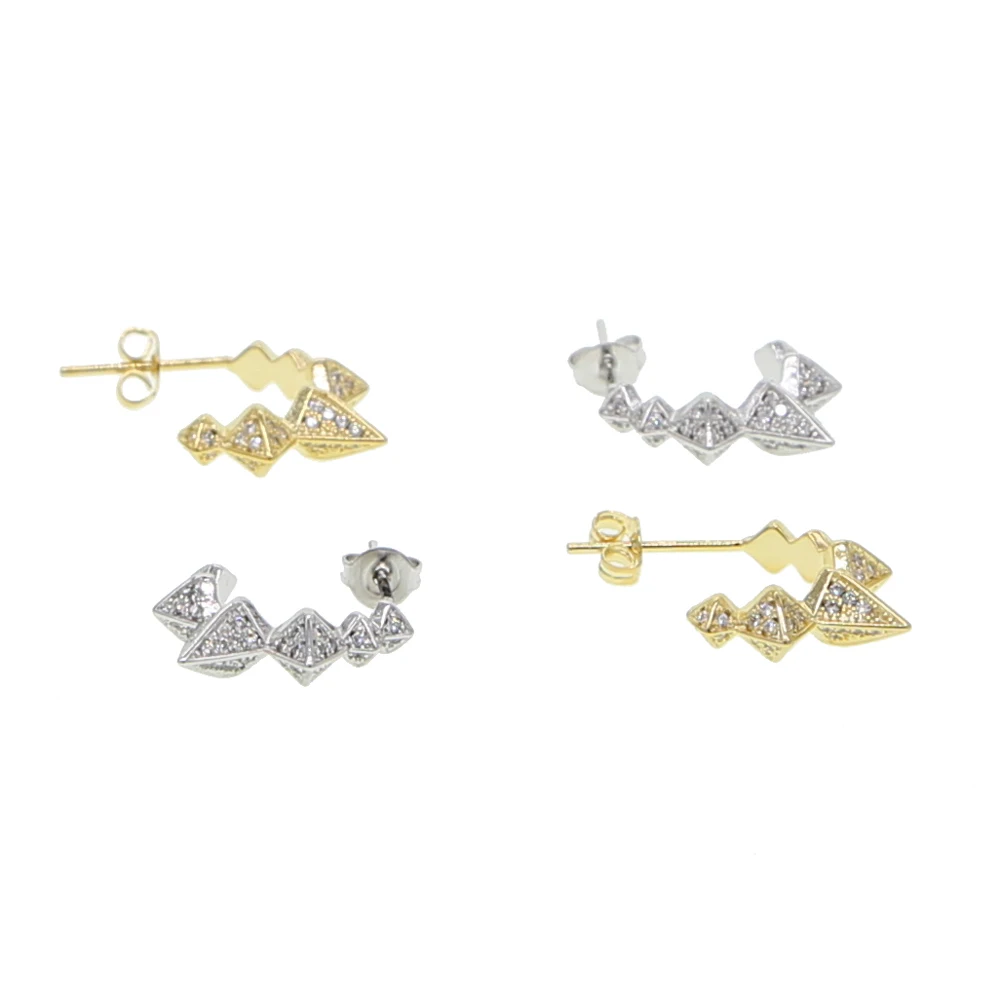 

Wholesale Fashion women jewelry micro pave cz Spike circle stud earring European Rivet Punk Rock hiphop jewelry