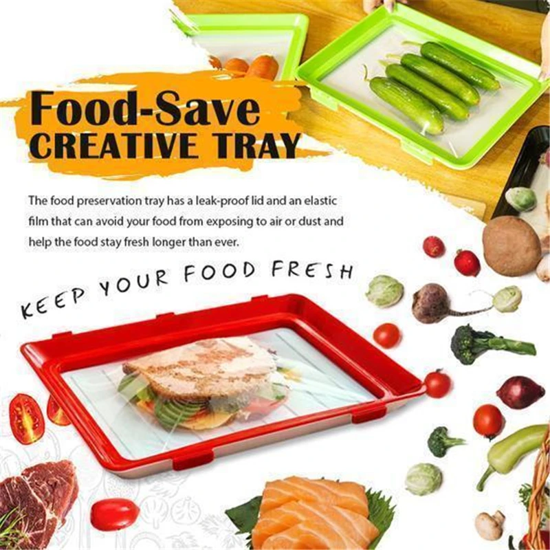 

1PC Food Storage Preservation Tray Plastic Refrigerator Food Plate Kitchen Decoration Container Fresh Food Serving Tray