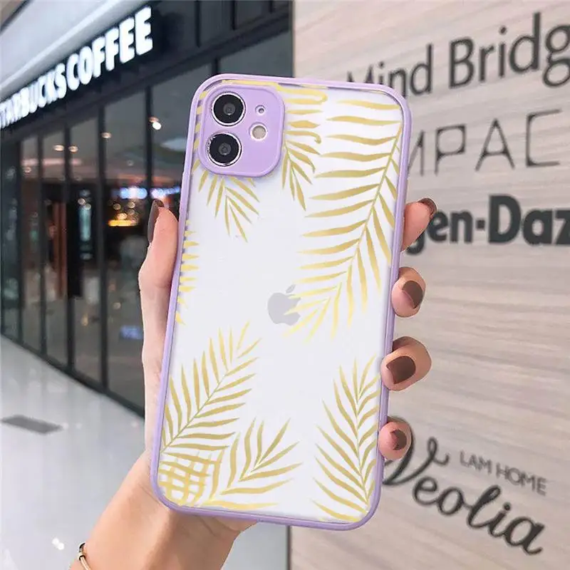 

Aesthetics gold pineapple letter pattern Phone Cases matte transparent For iphone 7 8 11 12 plus mini x xs xr pro max cover