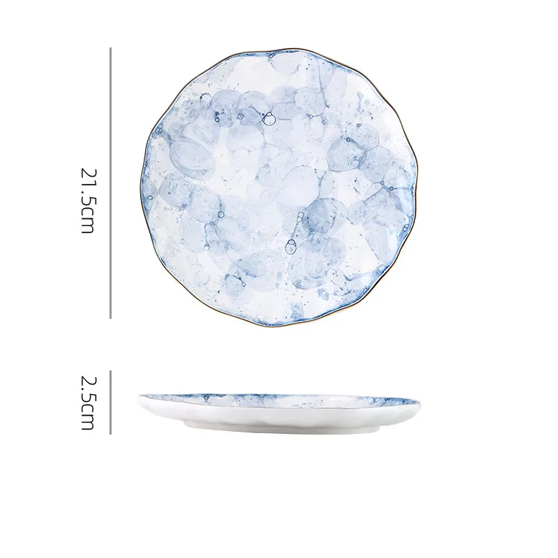 

Golden Stroke Ceramic Plates Creativity Painted Western Steak Dishes Afternoon Tea Cake Dessert Plate Home Kitchen Tableware