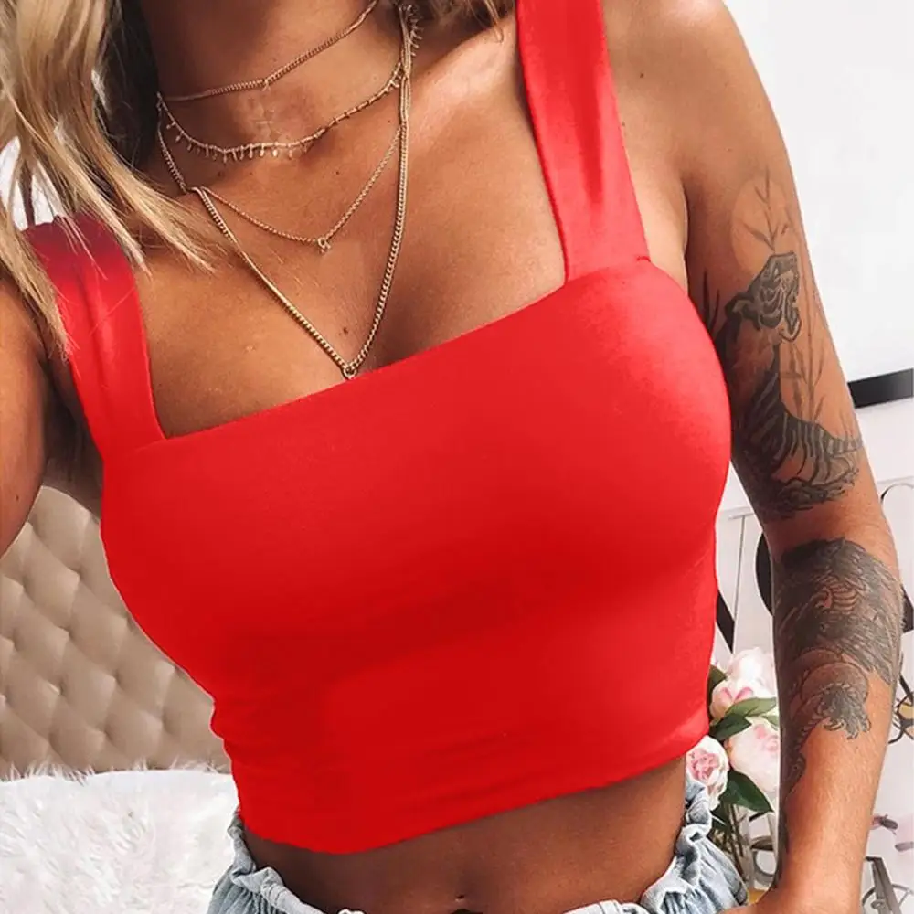 Женский укороченный топ без рукавов однотонная Повседневная Облегающая майка с