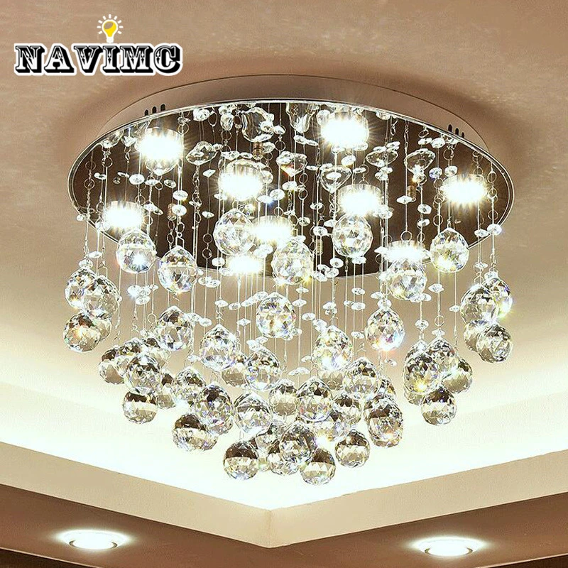 Светодиодная Хрустальная потолочная лампа для спальни, круглая лампа для гостиной, простая современная атмосфера, теплая Романтическая Свадебная лампа
