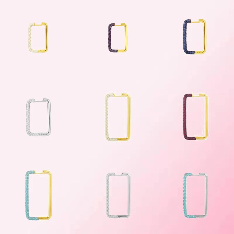 

1:1 Make 925 Sterling Silver Custom Square Colorful DIY Exquisite Fashion Design Earrings