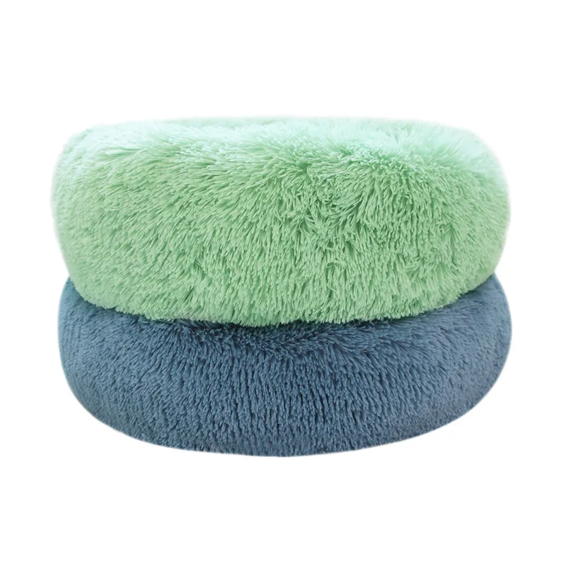 

Deep sleep cat bed house pet cat kennel round long plush winter warm nest pad dog bed Teddy rainbow colors Cat Supplies